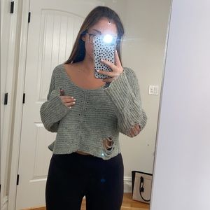 Distressed Wildfox cropped sweater